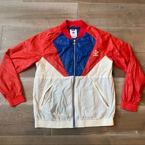Adidas Retro Windbreaker Jacket Men’s Color Block USA Red Blue White Vtg